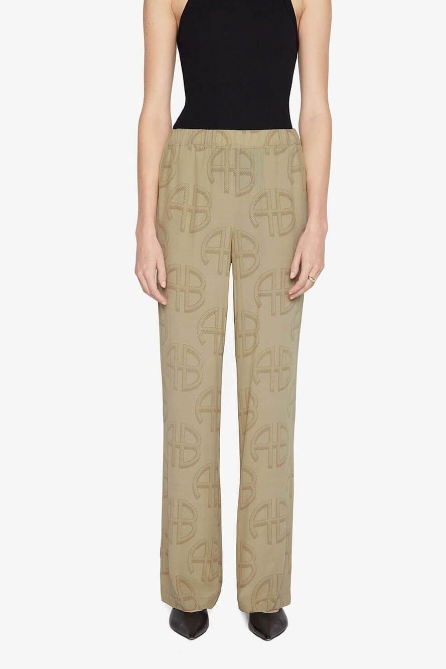 Anine Bing Owen Monogram Pants Wide Leg Statement Streetwear Y2K Fall XS